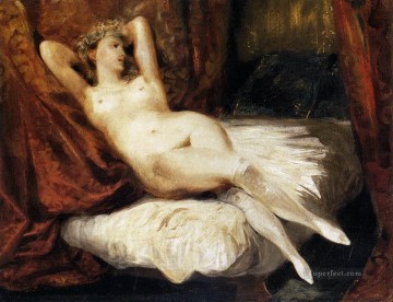  reclining Art - Female Nude Reclining on a Divan Romantic Eugene Delacroix